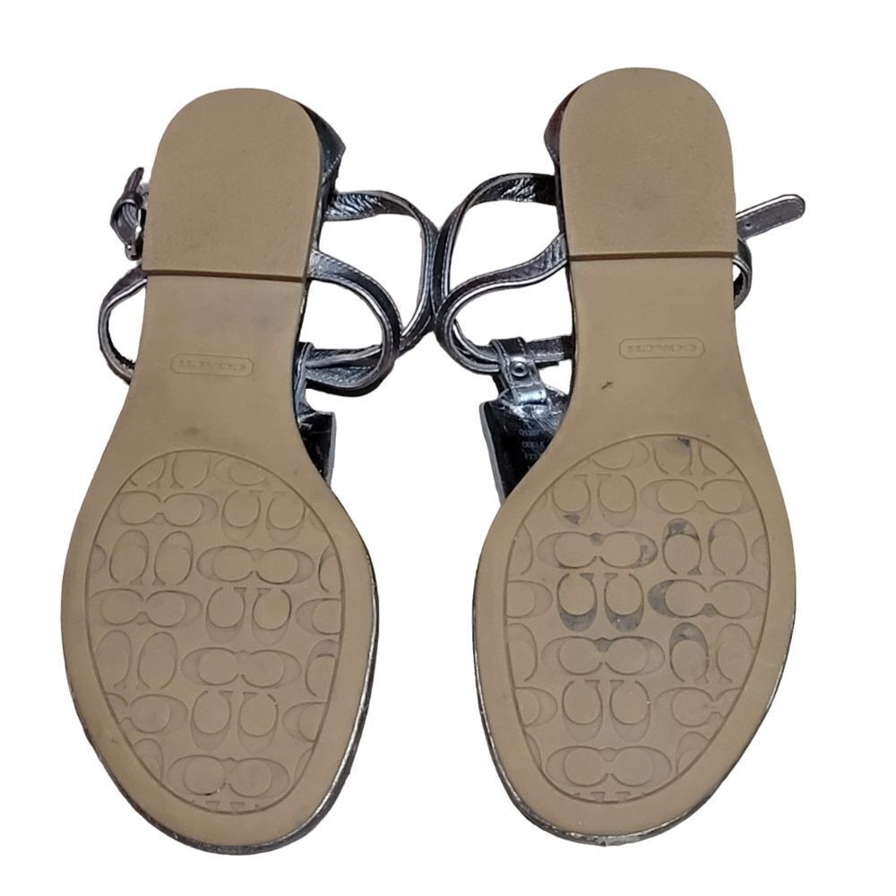 Coach Metallic Silver T-Strap Sandals - Picture 4 of 8